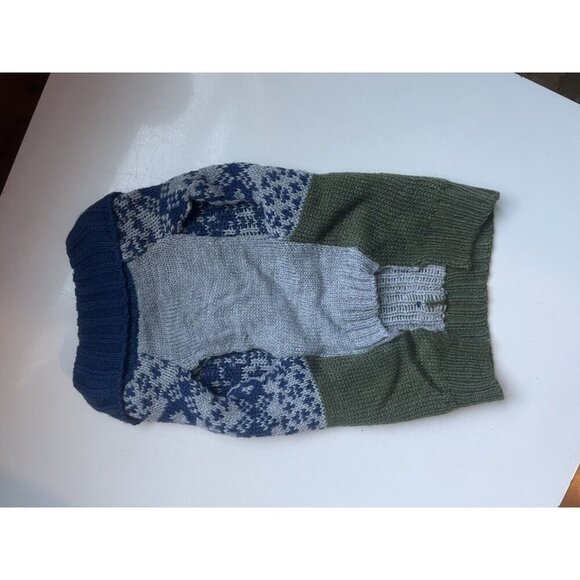 Fair Isle Knit Dog Sweater – Gray & Green XS Grandpa Style Pet Clothing - Picture 2 of 3